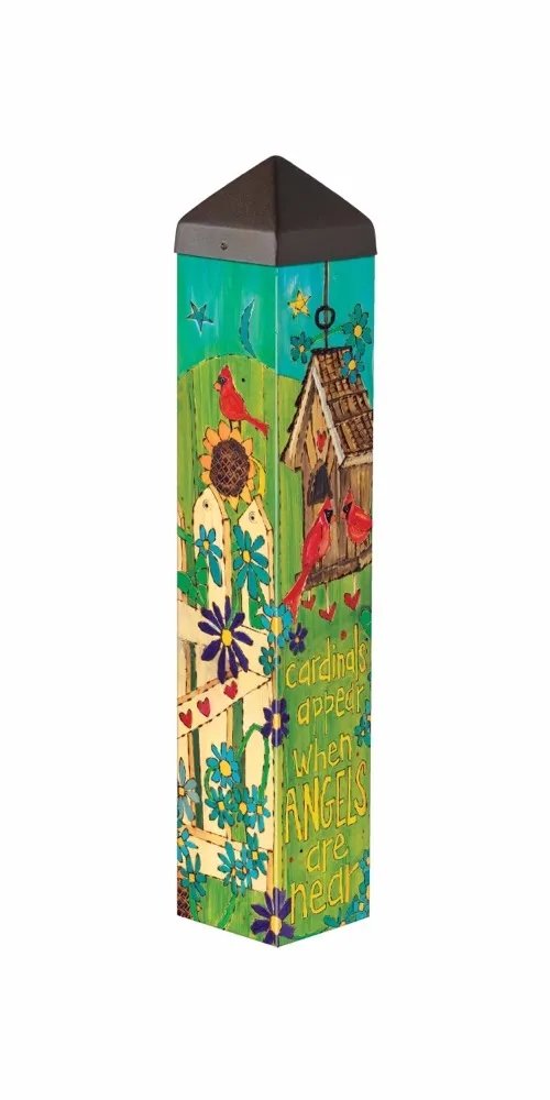 Memorial Garden Art Pole | Angels Appear When Cardinels are Near - The Comfort Company