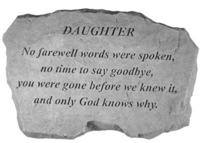 No Farewell Words Were Spoken Memorial Stone - The Comfort Company